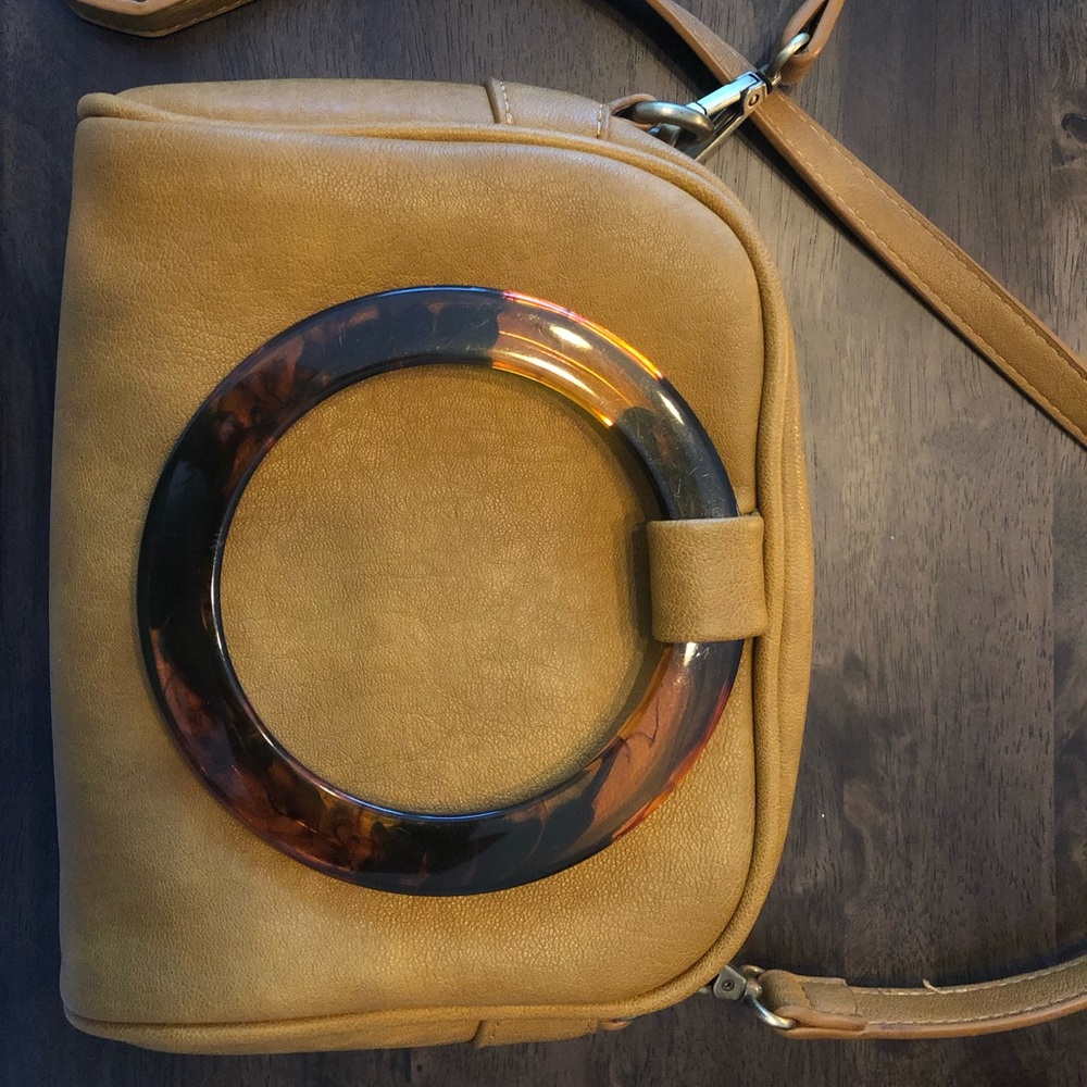 Anthropologie Vegan Leather Purse with Tortoiseshell Handles